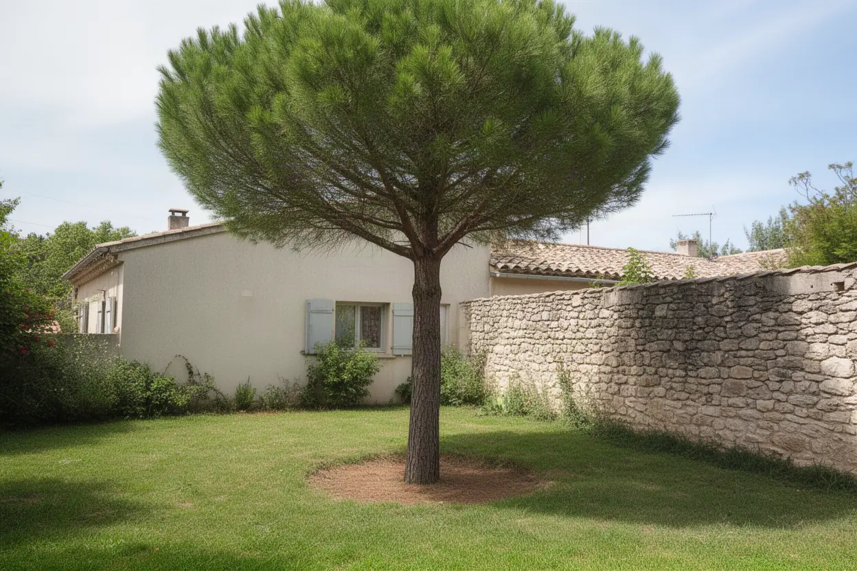 Pin avant abattage contrôlé à Villeneuve-lès-Avignon