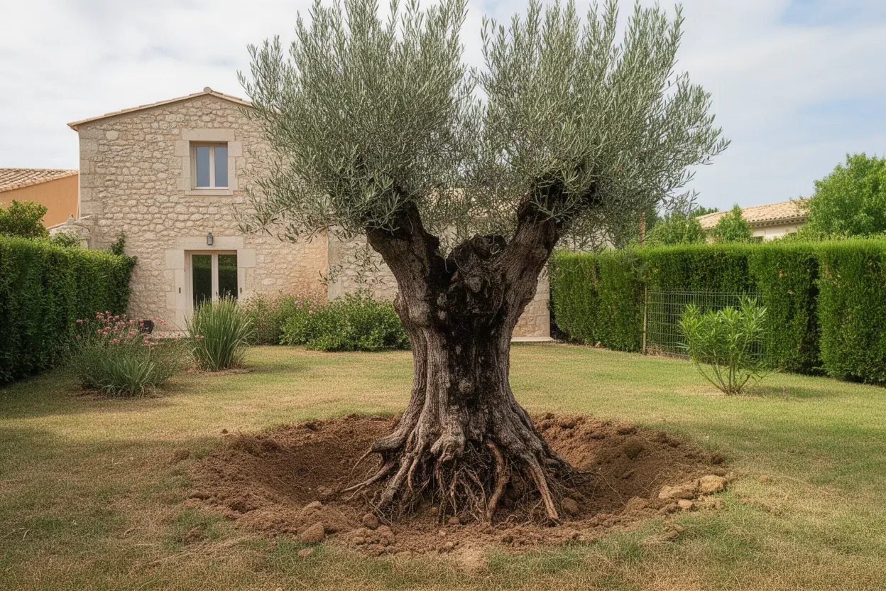 Souche gênante avant rognage à Saint-Rémy-de-Provence