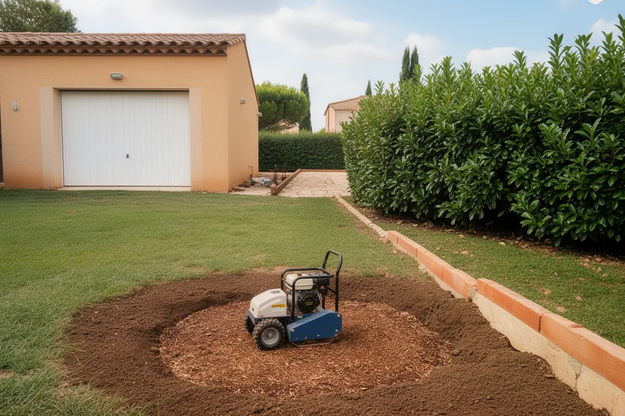 Dessouchage après coupe d’arbre à Vedène après intervention