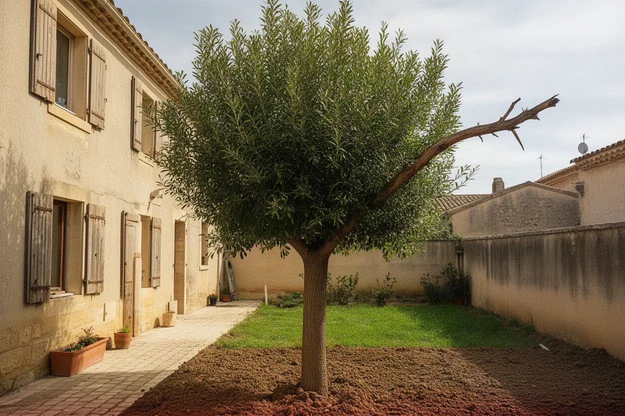 Arbre aux branches encombrantes près d’une maison à Barbentane