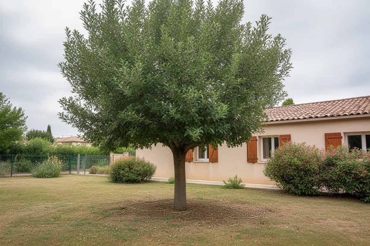 Arbre allégé et dégagé de la toiture après la taille