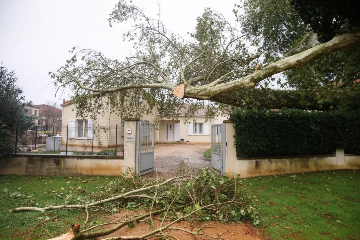 Arbre sécurisé et passage rouvert après l'intervention