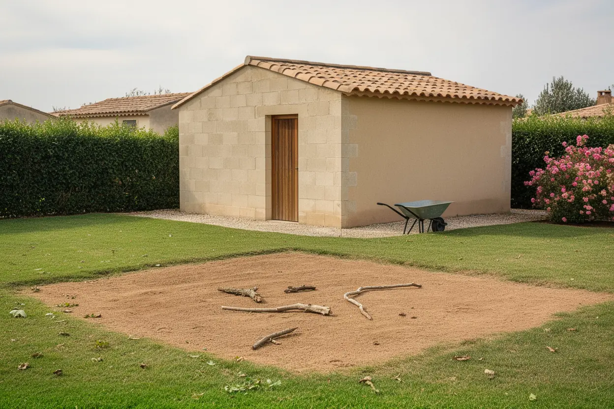 Jardin dégagé et allées propres après le ramassage