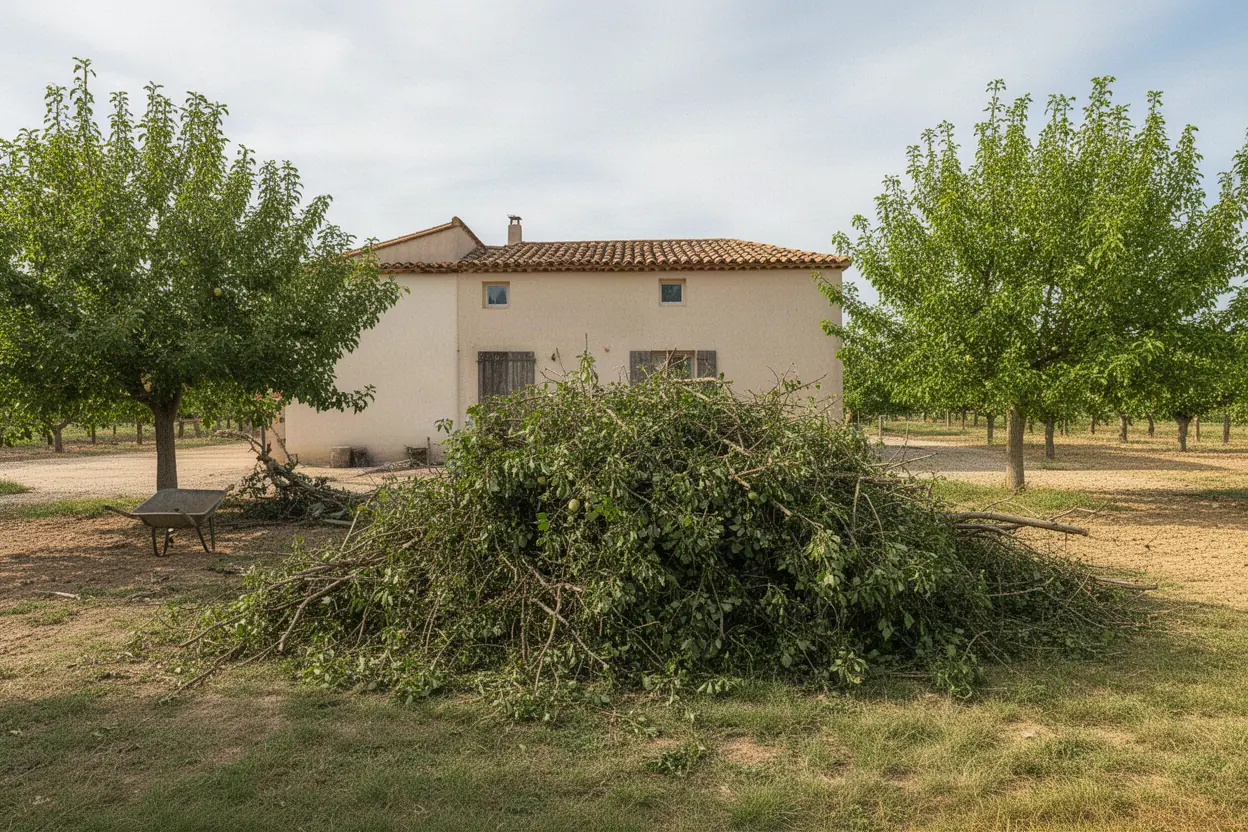 Tas de branches après chantier à Tarascon