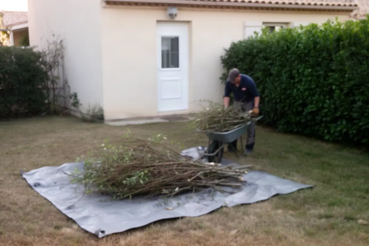 Évacuation de branches après élagage à Barbentane